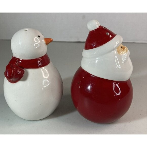 Oneida Christmas Closeups Santa & Snowman Salt Pepper Shakers 3.5 “ w/ Box - Picture 3 of 9